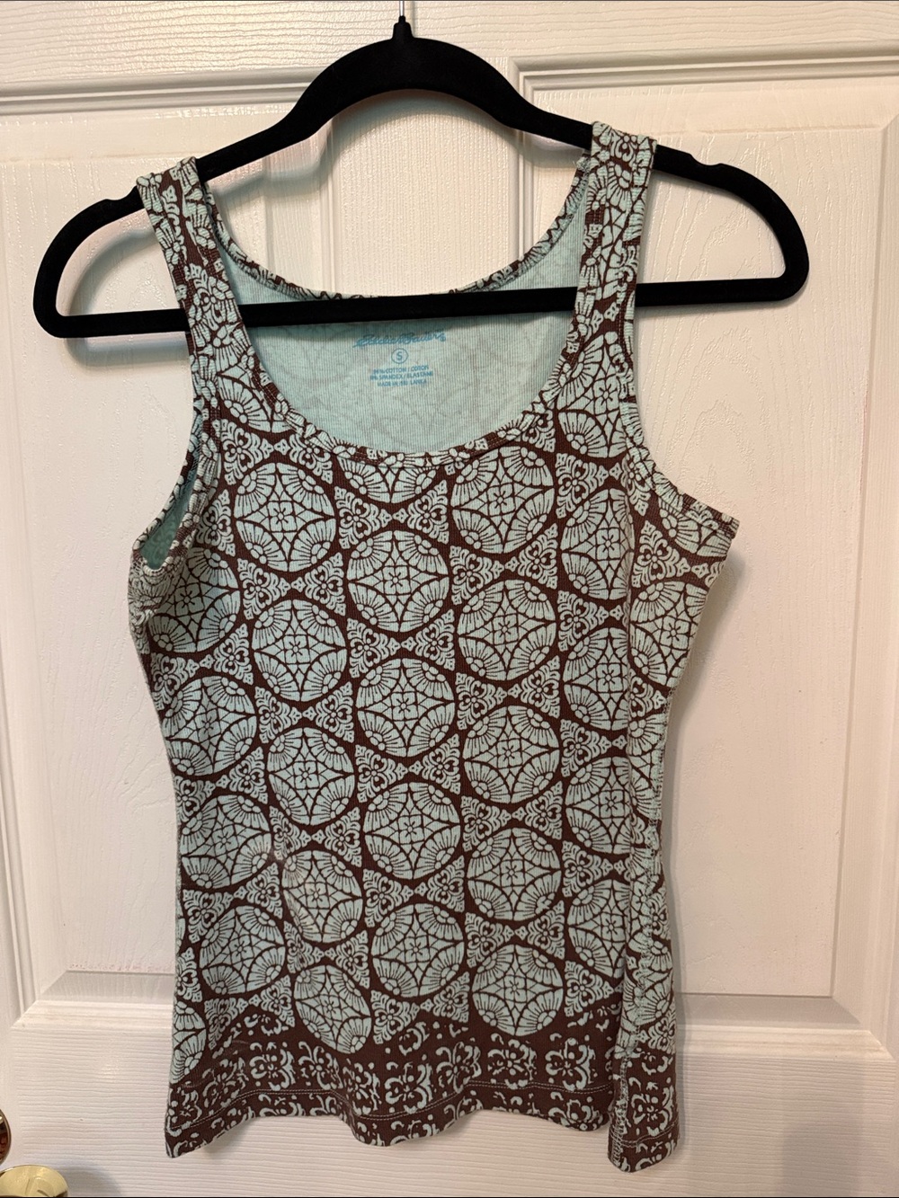 Eddie Bauer Brown and Light Blue Patterned Tank Top